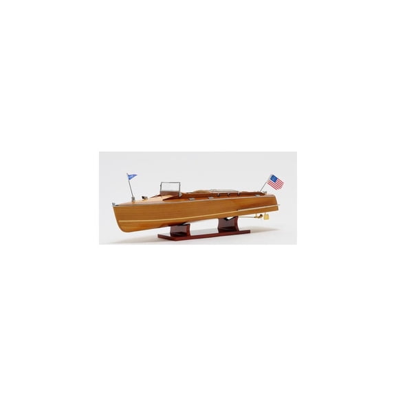 Chris Craft Runabout Model Boat - Wooden Decorative Display - 24.5 Inch Handmade Collectible