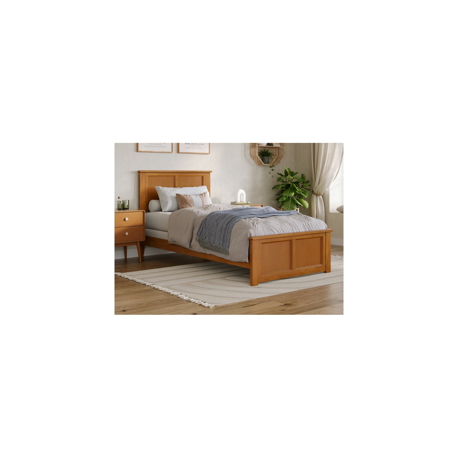 HomeStock Boldly Bohemian Twin XL Bed with Matching Footboard in Light ...
