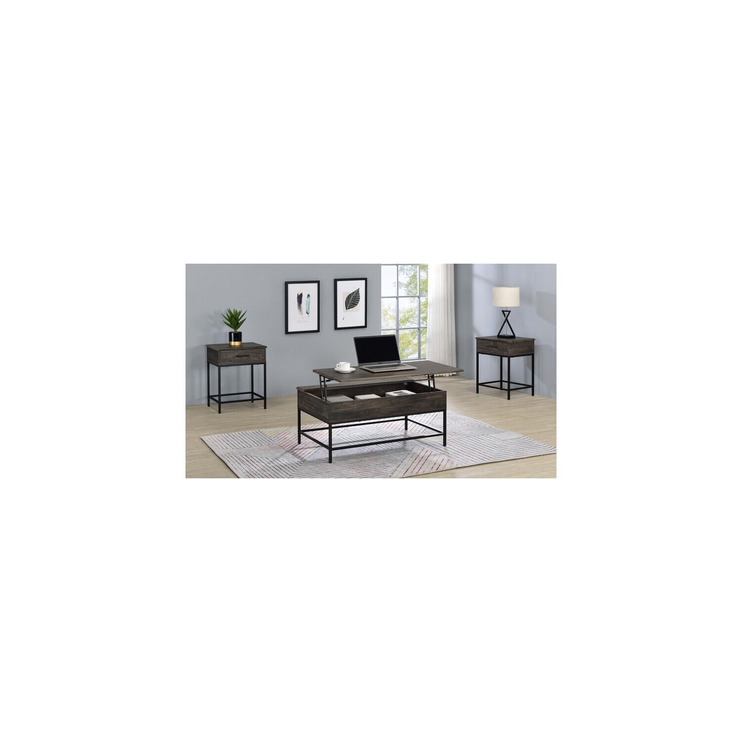HomeStock City Chic 3-Piece Coffee and End Table Set - Lift Top Coffee ...