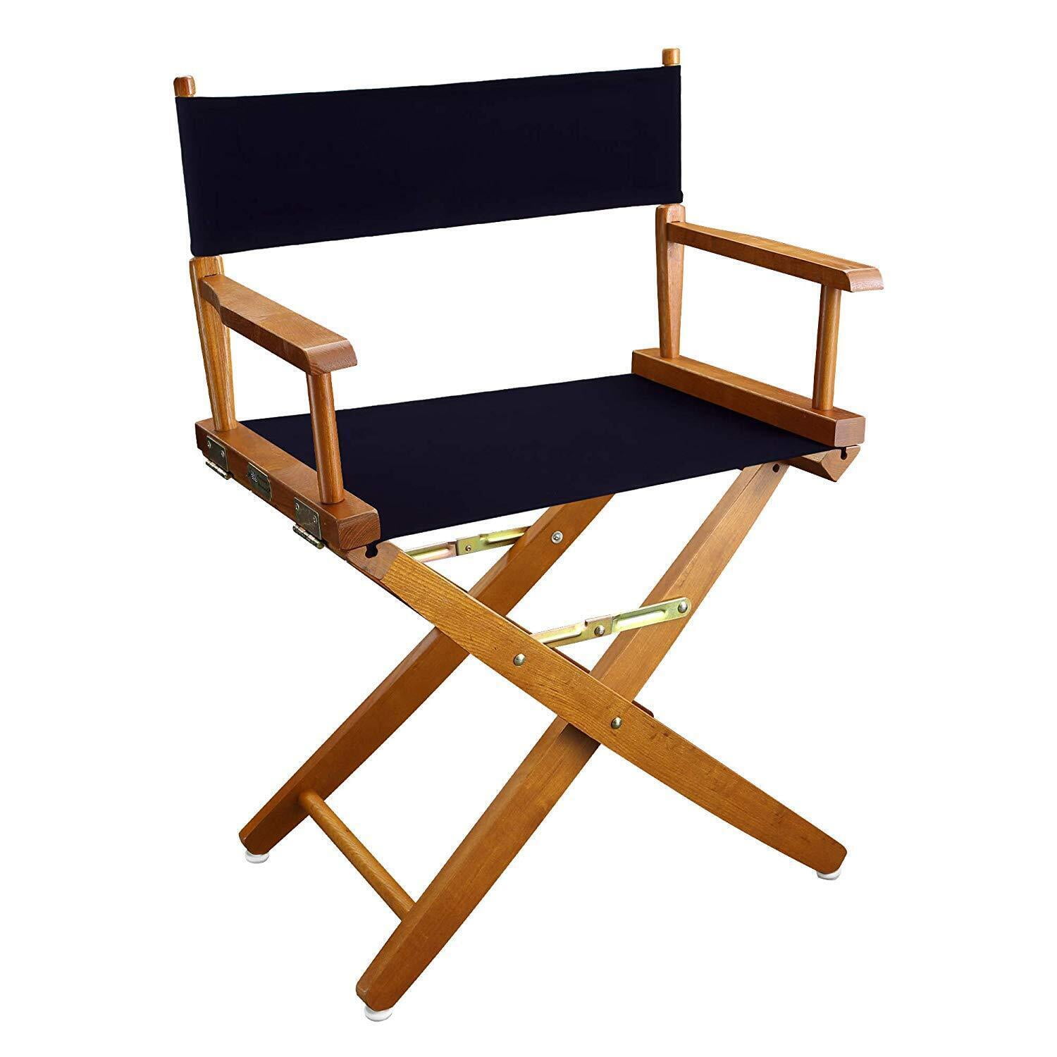 Directors Chair - Stylish & Durable Seating - Home, Patio, Outdoor - Navy Blue & Oak Finish
