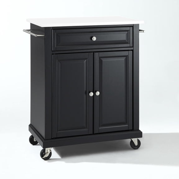 Kitchen Island Cart - Mobile Kitchen Storage with Granite Top & Adjustable Shelves - Modern Kitchen Decor