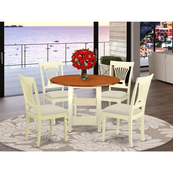 5 Piece Dining Set - Round Table & 4 Chairs - Kitchen Dinette Set ...