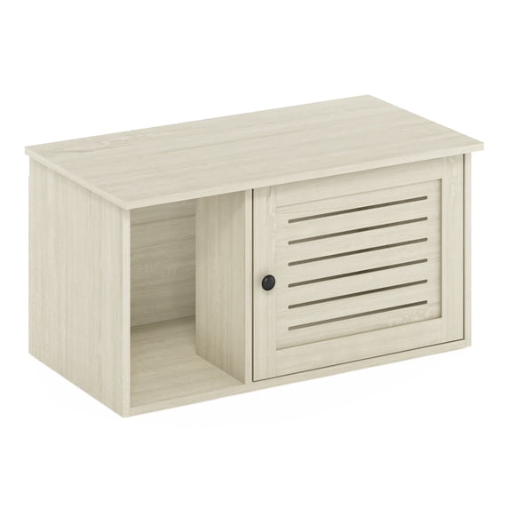 Hidden Cat Litter Box - City Sleek Design - White Wash Furniture Style - Divider for Privacy