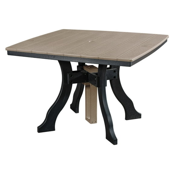 Square Dining Table - 36" Design - Weatherwood & Black - Durable Outdoor Table