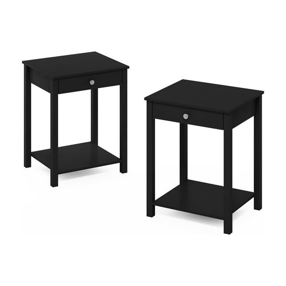 HomeStock City Sleek Side Table With Drawer-Finish:Americano,Quantity:Set of 2