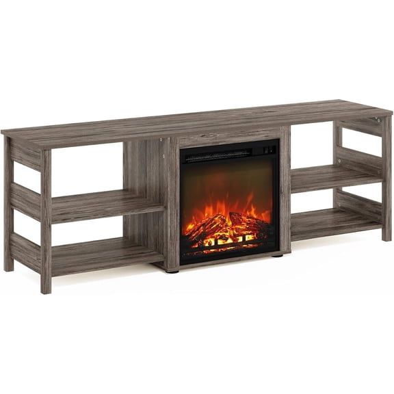 HomeStock City Sleek Tv Stand With Fireplace-Finish:Rustic Oak,Size:70 Inch,Style:Open