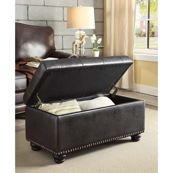 Storage Ottoman Bench with Lid - Upholstered Footrest Chest - Living Room Decor