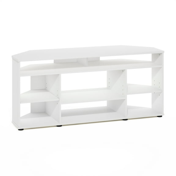 HomeStock Classic Charm Corner TV Stand TV up to 55 Inches, White