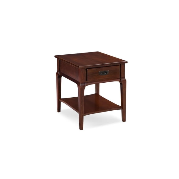 HomeStock Classic Charm End Table Made with Heartwood Cherry Finish, One Drawer, Solid Wood Construction, 20" L x 24" W x 24" H - Elegant End Tables
