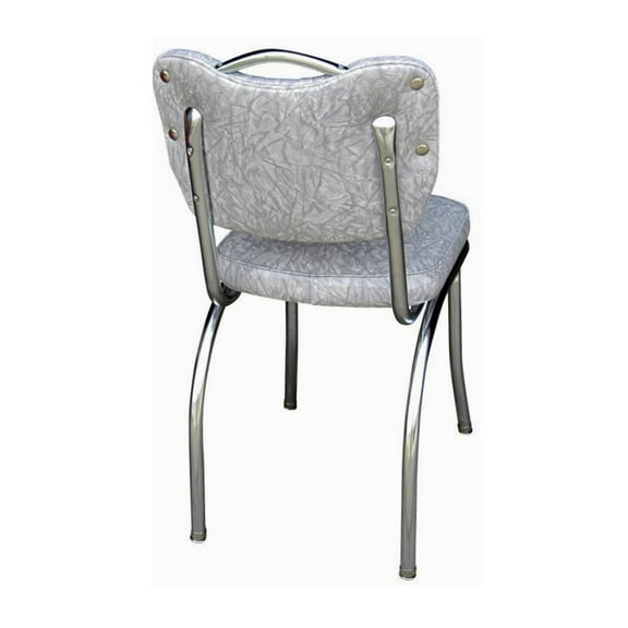 HomeStock Kitchen Chair with 2" Box Seat, 18" - 16.5"D x 19.5"W x 33"H, Chrome Plated Steel Frame, Durable Seating-Color:Cracked Ice Grey