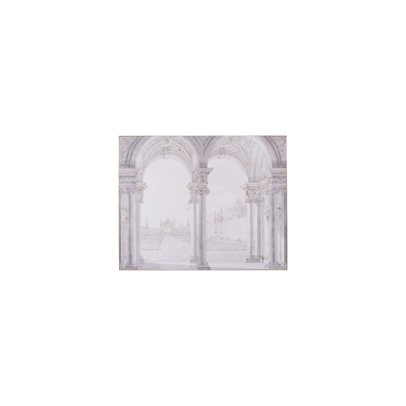 Classic Arch Wall Art - Gray & White Motif with Gold Frame - Home Decor for Living Room, Bedroom