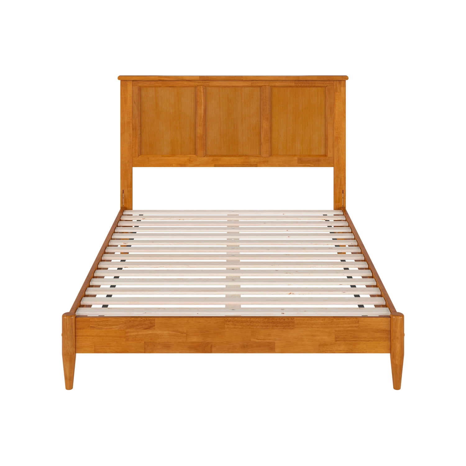 Light Toffee Full Solid Wood Platform Bed with Rectangular Headboard