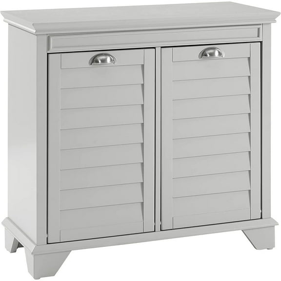 Linen Hamper with Tilt-Out Design - Coastal Cottage Laundry Basket - Two Compartment Storage