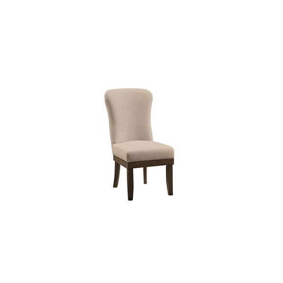 Classic Comfort Side Chair Set Of 2 - Beige Linen With Salvage Brown Finish, Wingback Design And Nailhead Trim - 41.34" H X 24.41" W X 20.28" D