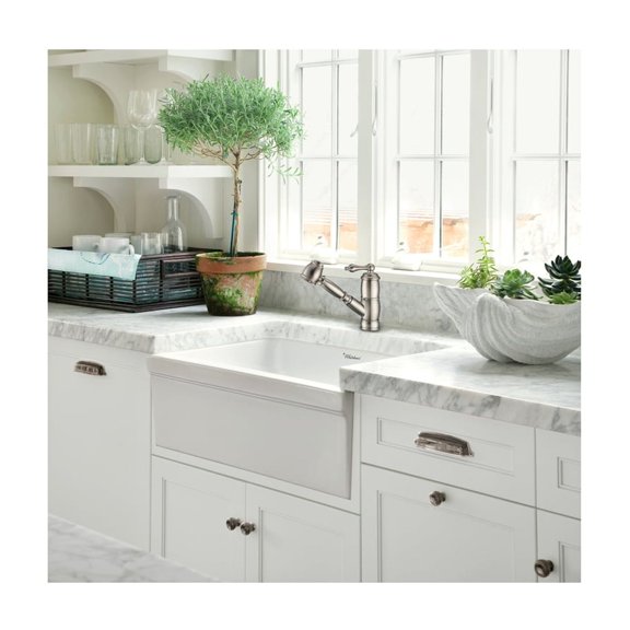 HomeStock Classic Comfort Single Hole, Single Lever Faucet with Pull-Out Spray Head - Vintage Style, 1.5 GPM, Available in Multiple Finishes