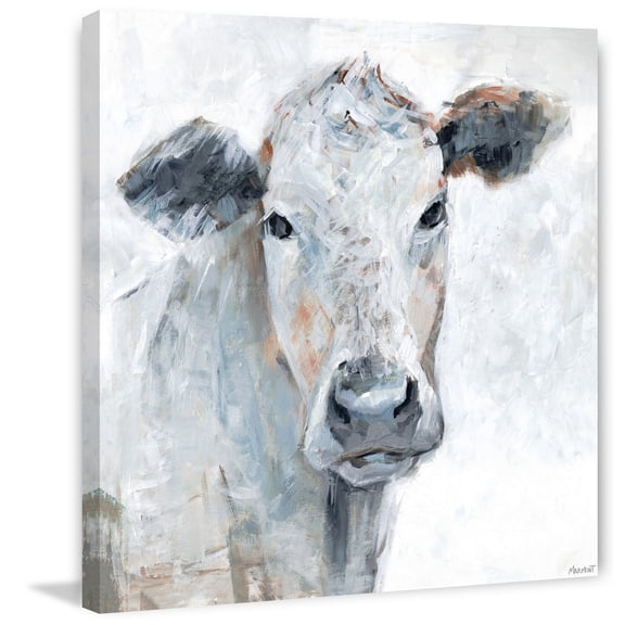 Cow Face Canvas Wall Art Print - Farmhouse Home Decor - Sweet Animal Painting on Wrapped Canvas