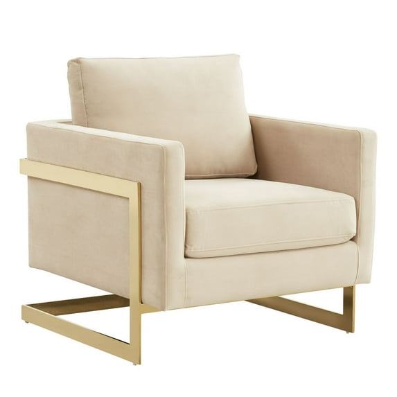 Velvet Accent Chair - Modern Armchair with Gold Legs - Living Room, Bedroom Furniture