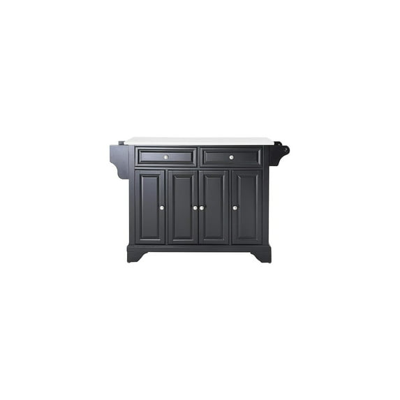HomeStock Tuscan Temptations Full Size Kitchen Island,Spacious Countertop,Portable Design,Modern Kitchen Furniture,Convenient,/Cart White/Stainless Steel Top-Color:Black,Style:White Granite Top
