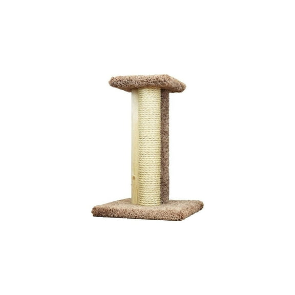 HomeStock Coastal Charm Premier Triple Cat Scratcher - Multi-Surface Scratching Post with Sisal, Wood, and Carpet-Color:Brown