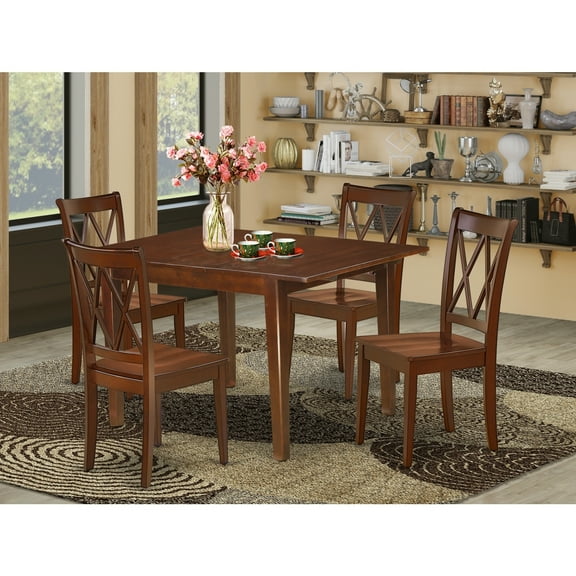 Coastal Dining Set 5Pc Rectangular Table w/ Leaf & 4 Chairs - Outdoor Patio Furniture