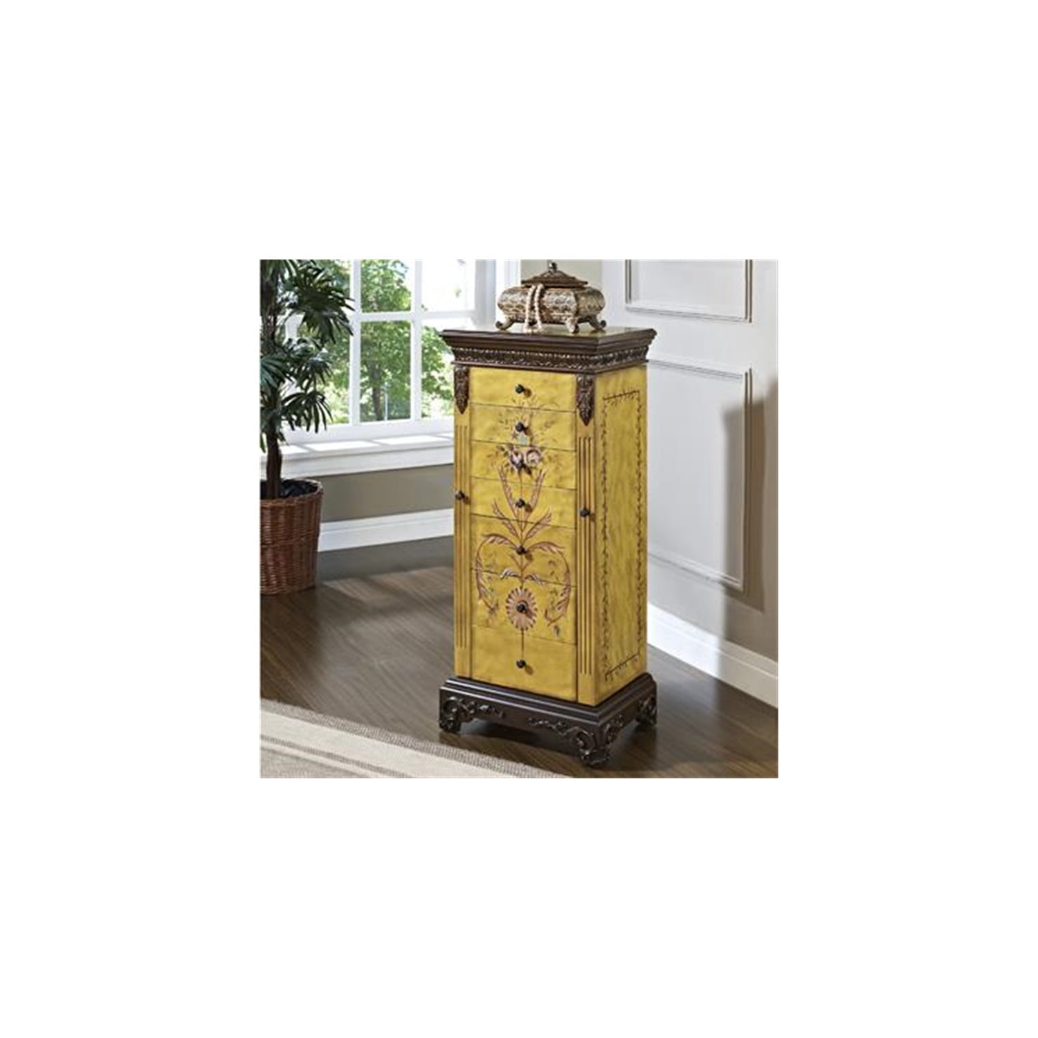 Jewelry Armoires Coastal Reference: Homestock Coastal Cool Antique Parchment Jewelry Armoire With Horse