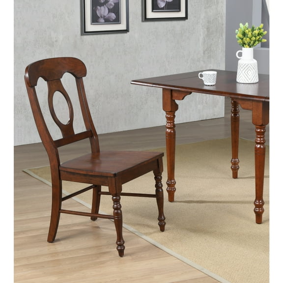 HomeStock Coastal Cool Dining Chairs ? Set of 2 Solid Wood, Chestnut Brown, Ergonomic, Heavy-Duty & Stylish for Dining Room, Kitchen or Office-Size:Armless