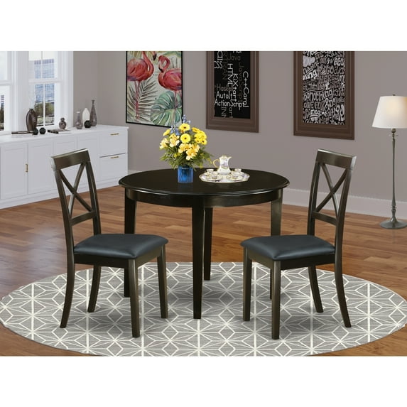 Coastal Dining Set - 3 Piece Kitchen Table & Chairs - Small Space Friendly - Cappuccino Finish