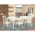 thumbnail image 1 of Coastal Dining Set - 7 Piece Kitchen Table & Chair Set - Rectangular Table with Leaf - Oak Finish, 1 of 5