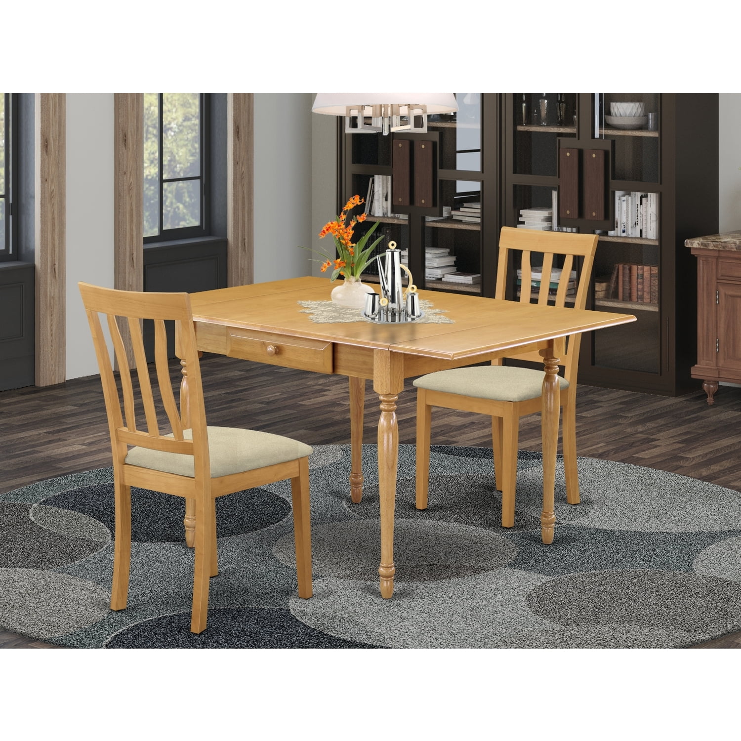 HomeStock Coastal Cottage 3Pc Dining Room Table Set Includes A Dining Table And 2 Dining Chairs ...