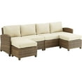 thumbnail image 1 of HomeStock Coastal Cottage 4Pc Outdoor Wicker Sectional Set for Porches and Patios- Left Loveseat, Right Loveseat, & 2 Ottomans-Color:Sand, 1 of 1