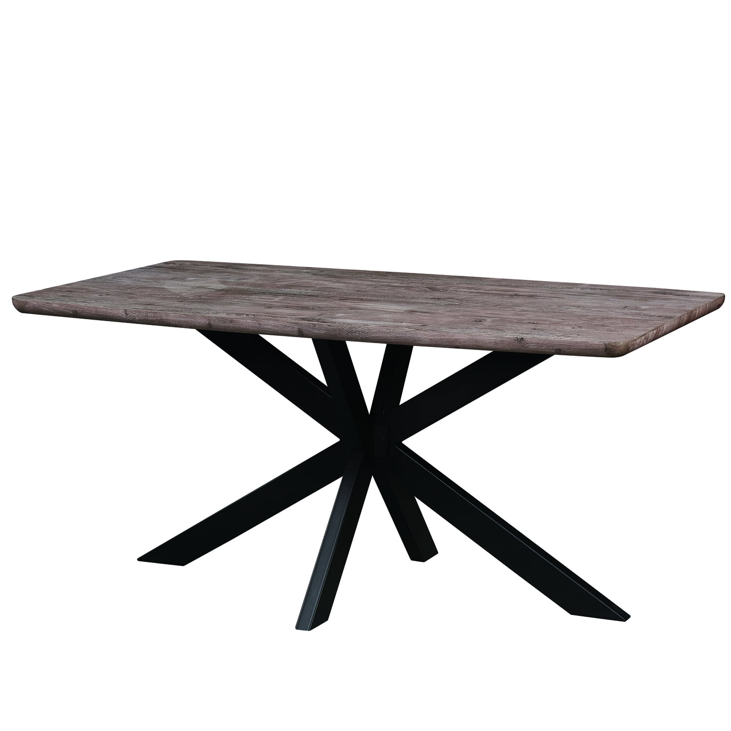 Coastal Dining Table - 63" Rectangular Wood Table with Metal Base ...