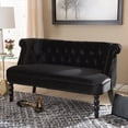 thumbnail image 1 of Coastal Cottage Loveseat - Black Velvet 2 Seater Sofa with Tufted Details & Wood Legs, 1 of 1