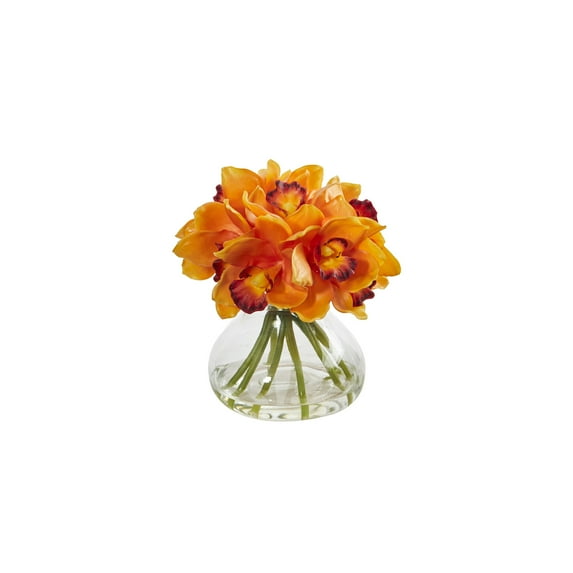 HomeStock Coastal Cottage Orchid Artificial Arrangement In Glass Vase