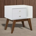 thumbnail image 1 of HomeStock Coastal Craftsman 1 Drawer Night Stand in White, 1 of 3