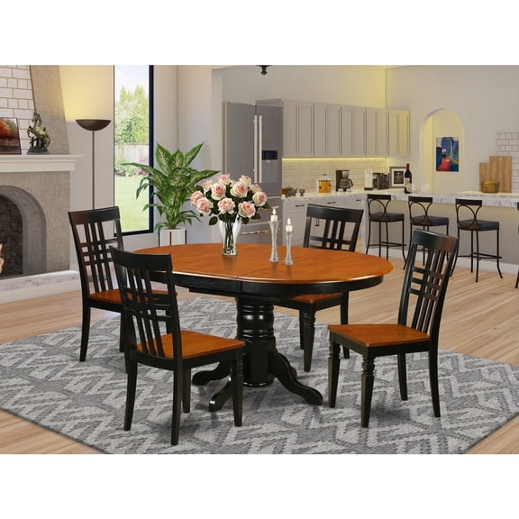 Coastal Craftsman Dinette Set - 5 Piece Table & Chairs - Black Cherry Finish - Kitchen Dining Room Furniture