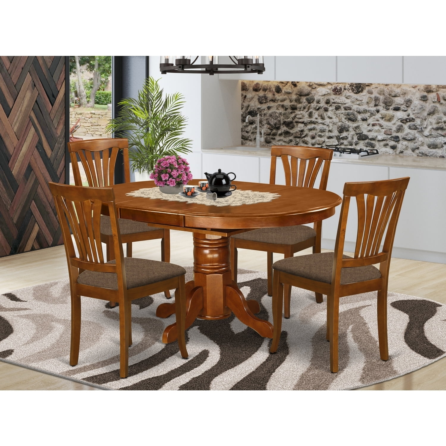 Coastal Dining Set - 5 Piece Table & Chair Set - Kitchen Dinette Table ...