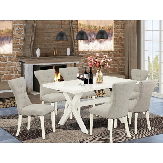 7 Piece Dinette Set - Coastal Craftsman TableParson Chairs - 36x60 Inch Rectangle Dining Set