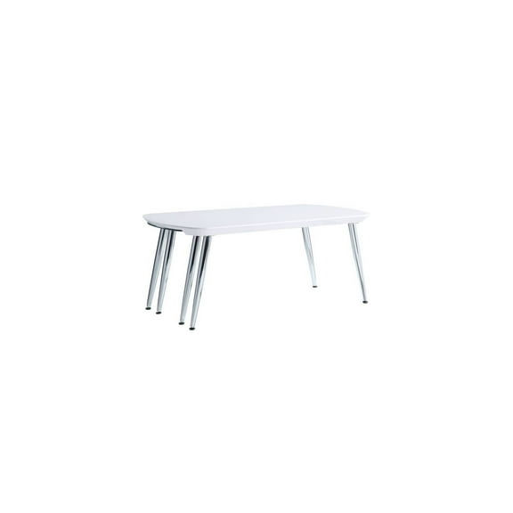 HomeStock Coastal Craftsman Coffee Table in White & Chrome Finish