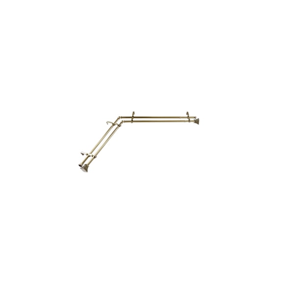 Corner Window Curtain Rod Double, 28-48" Adjustable, Rustic Brass Hardware