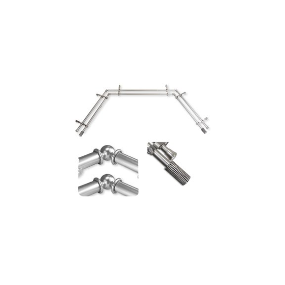 Adjustable Curtain Rods & Hardware Set - Telescoping Rods, Finials, Bay Window Rod - 13/16" Diameter