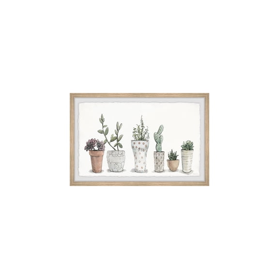 HomeStock Coastal Craftsman Decorative Plant Vases Framed Painting Print, 12" x 18", Contemporary Wall Decor: Abstract, Digital Art Prints, and Modern Styles for Your Home