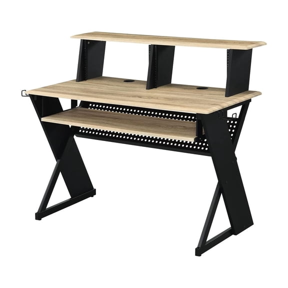 Music Desk Organizer - Recording Studio Workstation - Keyboard Tray & Monitor Shelf