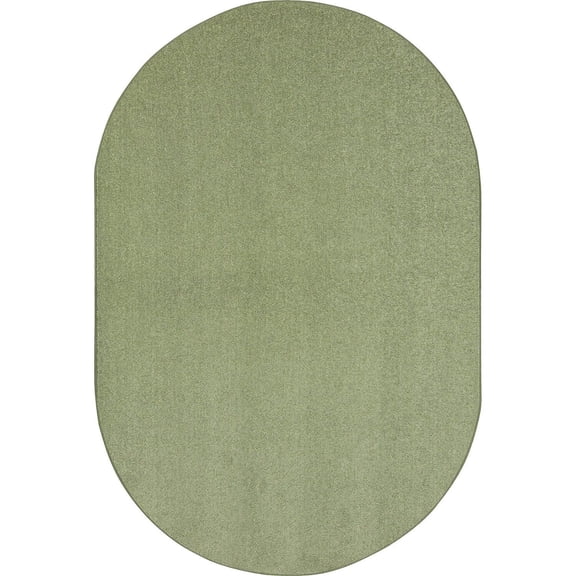 HomeStock Coastal Craftsman Floor Mat, 12' x 7'6", Oval, Sage, StainSmart, Soil and Stain protection, Ample Coverage, Soft and Plush Texture