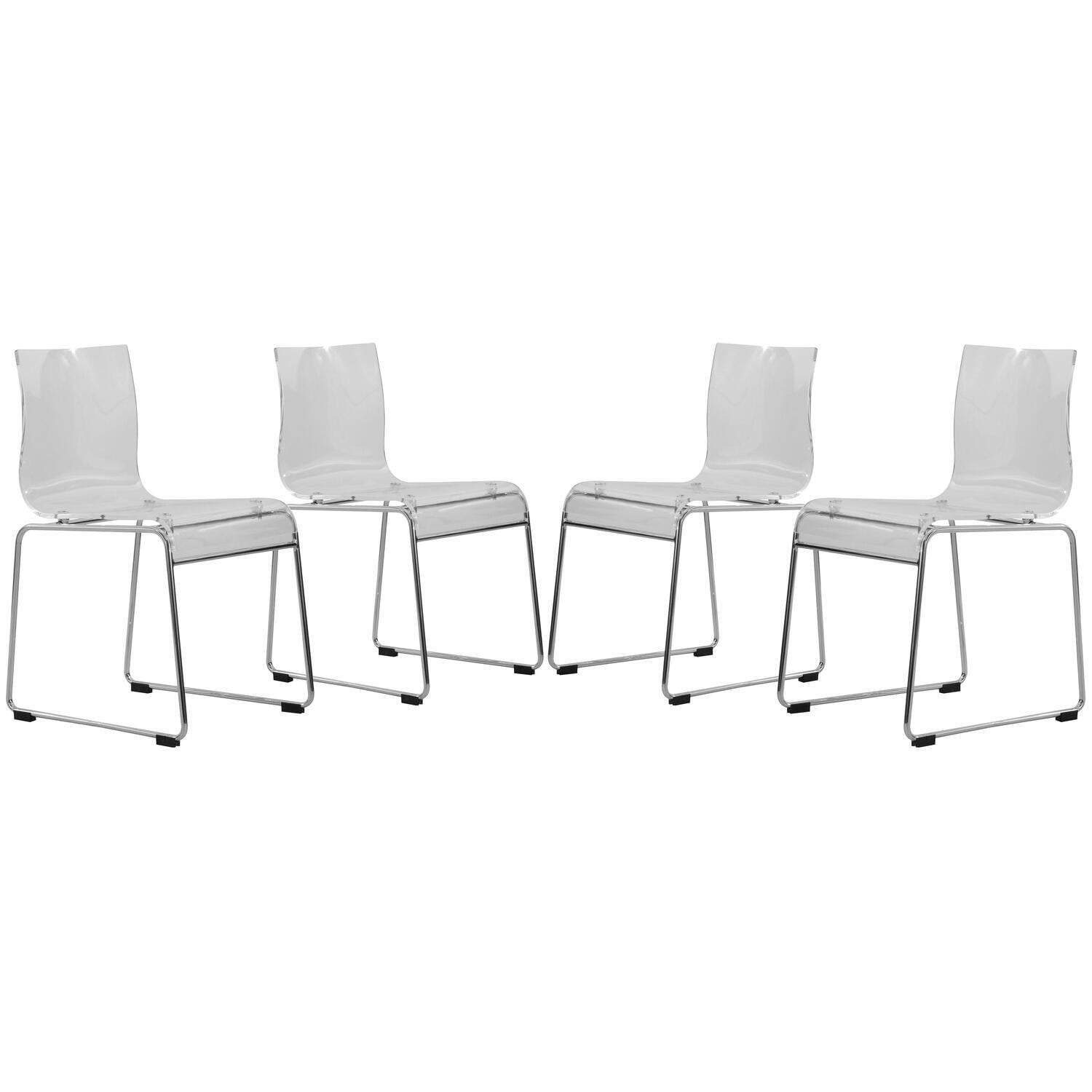 Lima 33" High Clear Acrylic and Chrome Minimalist Side Chair