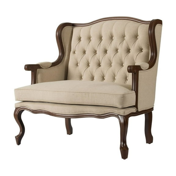 Tufted Back Loveseat - Silver Finish Upholstered Sofa - Vintage Living Room Decor