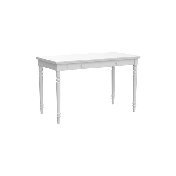 HomeStock Coastal Craftsman Turned Rectangular Shaped Leg Laptop Writing Desk, Cottage White, 24"D x 48"W x 30"H.