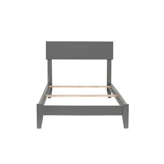 Twin Bed Coastal Craftsman Style Grey - HomeStock Traditional Platform Bed Frame with Open Footboard