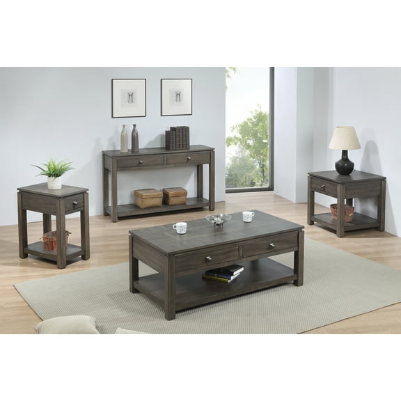 Coffee Table Set with Storage - Console & End Tables with Drawers - Living Room Furniture
