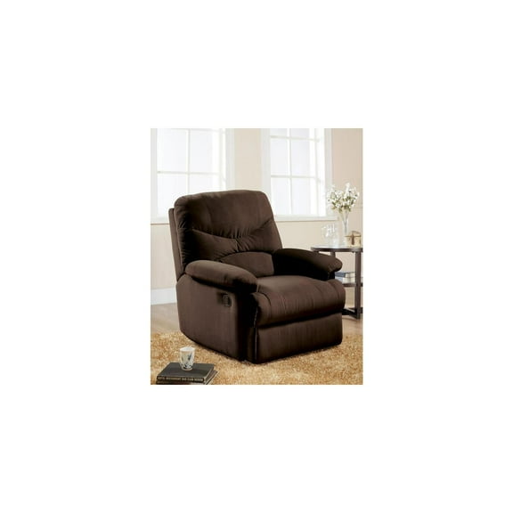 HomeStock Contemporary Chic Glider Recliner Chocolate Microfiber Fabric with Pillow Top Arms and External Latch Handle, 35" L x 35" W x 40" H