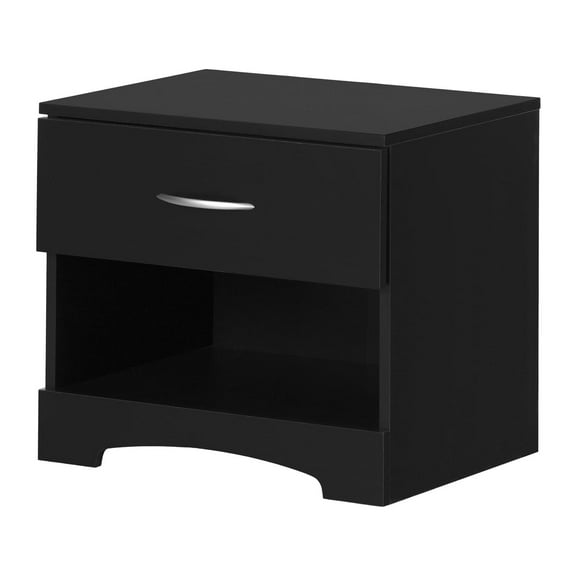 HomeStock Rustic Recluse 1-Drawer Nightstand - End Table With Storage - Contemporary Bedside Storage, Nightstand with Single Drawer, Rustic Finish Storage Nightstand for Bedrooms-Color:Black,Size:Bar